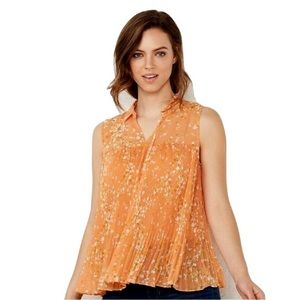 LC Lauren Conrad floral blouse neck tie size Medium collar